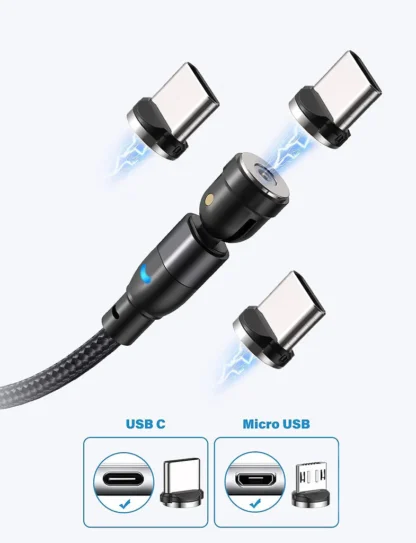 Kuus magnetilist laadimiskaablit komplektis + 4 x USB C otsik ja 4 x Micro USB otsik - Image 3