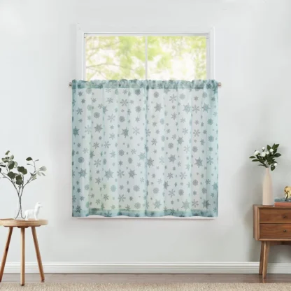 Väikesed lumehelvestega kardinad kööki või mujale, 2 tk, 65x60 cm - Image 3