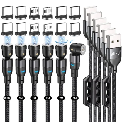 Kuus magnetilist laadimiskaablit komplektis + 4 x USB C otsik ja 4 x Micro USB otsik