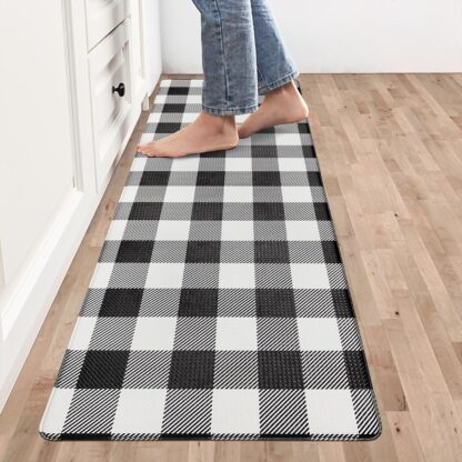 Pikk lihtsalt puhastatav must-valgeruuduline köögimatt või vaip 40x180 cm