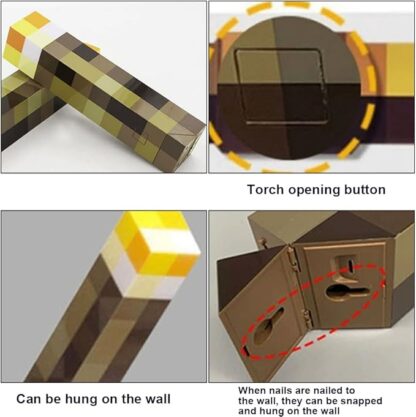 Öölamp Minecrafti tõrvik, saab panna lauale seisma või kinnitada nurga all seinale - Image 4