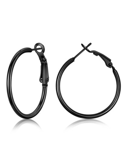 Suured rõngakõrvarõngad, mustad (30mm)