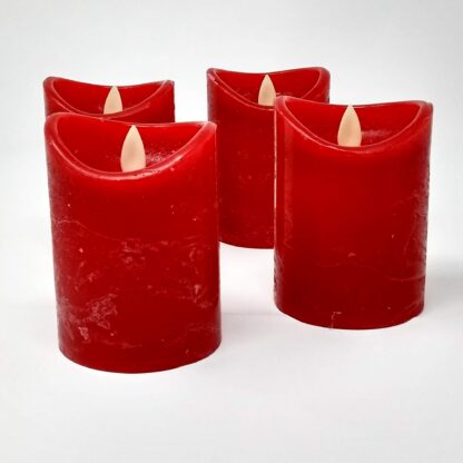Suured päris vahast LED küünlad, punased (4tk, Ø7,5x12,5cm)