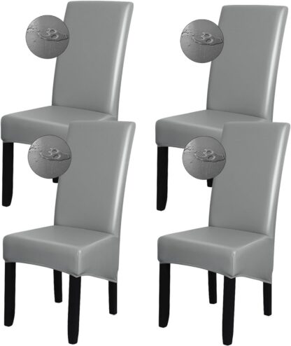 Veekindlad toolikaaned, venivad, hall kunstnahk (4tk)