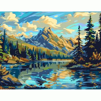 Numbrite järgi maalimise komplekt koos värvide ja pintslitega, 40x50 cm
