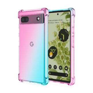 Google Pixel 7 telefonikaaned, läbipaistev, pehme silikoon, roosa/roheline