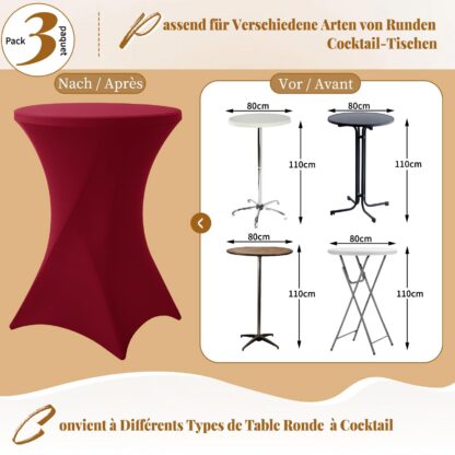 Venivad lauakated bistroolaudadele, tumesinine (3tk, Ø80-85cm, 80x110cm) - Image 2