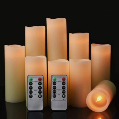 Päris vahast suured LED küünlad, leegiimitatsiooniga (9tk, Ø5,5x10/12,5/15/17,5/20/22,8cm),