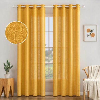 Kollased tekstuuriga kardinad (2tk, 140x245cm)