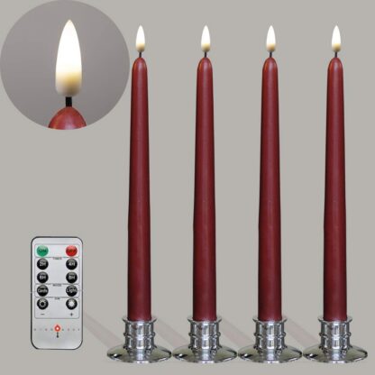 Punased LED küünlad + hõbedased alused (4tk)