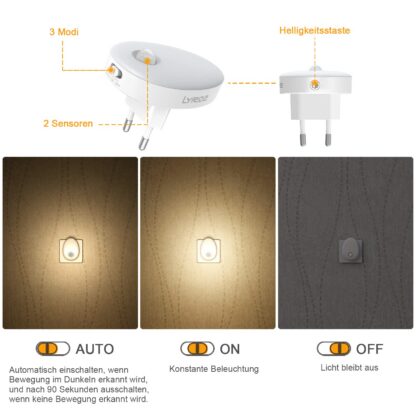 Liikumisanduriga LED-lambid, pistikusse, 4 tk - Image 3