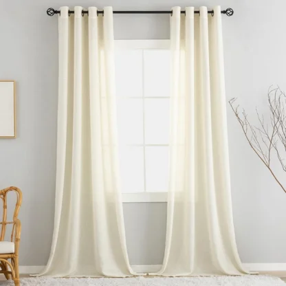 Keskmise paksusega kreemjad linase välimusega kardinad 2 tk 260x140 cm