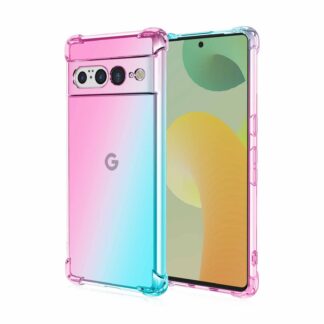 Google Pixel 7 Pro telefonikaaned, läbipaistev (roosa/roheline)