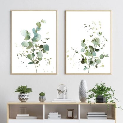Abstraktsete lehtedega seinapildid, ilma raamita (2tk, 50x70cm)