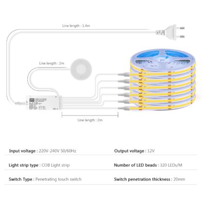 LED lintvalgustid (6tk, 3m, soe valgus) - Image 3