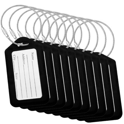 Kohvrite sildid, mustad (10 tk, 8,5 x 4,5 cm)