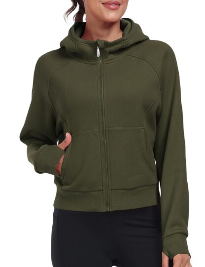 Naiste fliisjakk või paks dressipluus, armeeroheline (XL, rü 127 cm) - Image 2