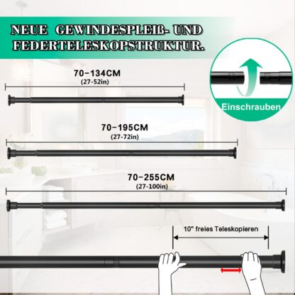 Dušikardinapu, must, pikendatav, pingega kinnitatav (70-195cm) - Image 2