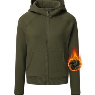 Naiste fliisjakk või paks dressipluus, armeeroheline (XL, rü 127 cm)