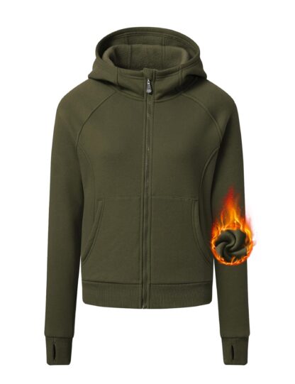 Naiste fliisjakk või paks dressipluus, armeeroheline (XL, rü 127 cm)