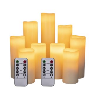 Pärisvahast suured LED-küünlad (9tk, Ø5-11cm, kõrgus 10-23cm)
