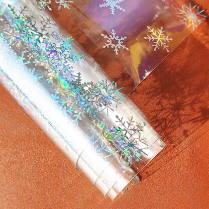 Läbipaistev PVC materjal, lumehelvestega (1tk, 30x135cm) - Image 3