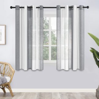 Halli-valge triibulised kardinad (2tk, 145x140cm)