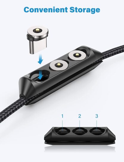 Magnetilised laadimiskaablid (6 tk, 0.5-3m), mustad, micro USB ja USB C otstega - Image 2