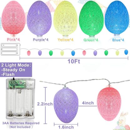 Värviliste munadega valguskett (2m, 10 LED) - Image 2