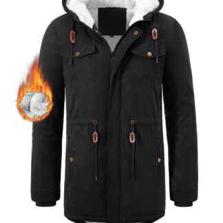 Meeste sooja voodriga talveparka, must (XL, rinnaümbermõõt 116 cm)