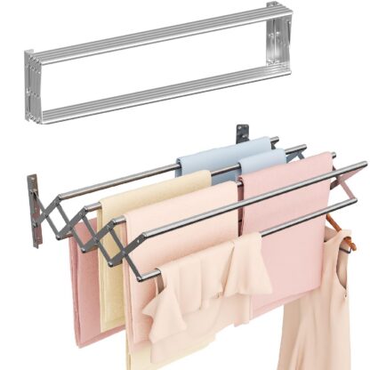 Seinale kinnitatav riidekuivatusrest, pikendatav, veekindel (80cm, 8 rida)