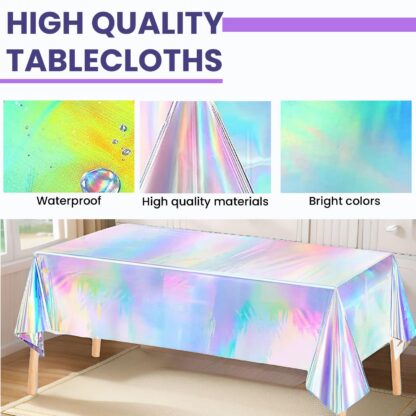 Värvilised läikivad plastikust laudlinad (6tk, 137x274cm), koos klipsidega - Image 3
