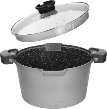 Suur nakkumatu pinnaga lukustatava kurnamiskaanega pott, sobib hästi pastale (28 cm, 8 l)
