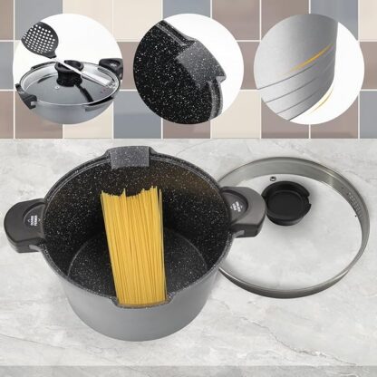 Suur nakkumatu pinnaga lukustatava kurnamiskaanega pott, sobib hästi pastale (28 cm, 8 l) - Image 3