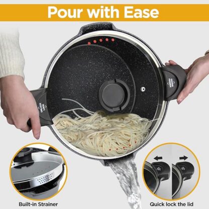 Suur nakkumatu pinnaga lukustatava kurnamiskaanega pott, sobib hästi pastale (28 cm, 8 l) - Image 2
