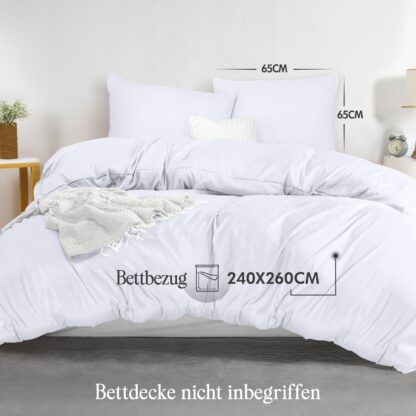 Valge mikrofiibrist voodipesukomplekt (tekikott 260x240cm, 2 padjapüüri 65x65cm) - Image 2