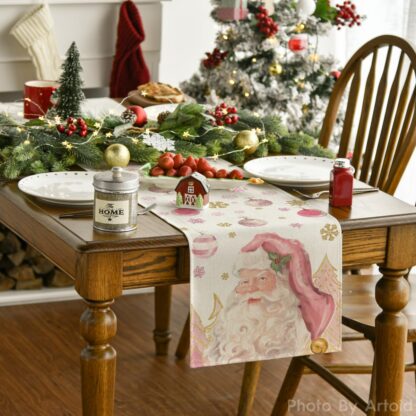 Jõululaudlina, roosa jõuluvanaga (40x140cm) - Image 2