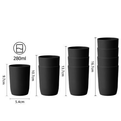Mustad plastikust joogitopsid 4 tk, 280 ml - Image 3