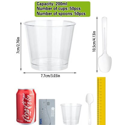 Magustoidukausid lusikatega (50tk, 200ml), saab pesta ja korduvalt kasutada - Image 2