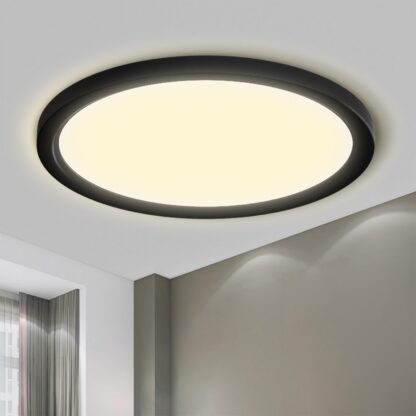 LED laelamp, veekindel, musta servaga (24W, 3000K, 2500LM, 30x1,6cm)