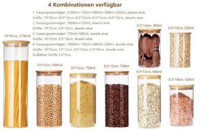 Õhukindlad kuivainete säilituspurgid 5 tk (2100+750+600+300+250ml) - Image 2