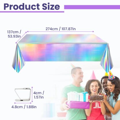 Värvilised läikivad plastikust laudlinad (6tk, 137x274cm), koos klipsidega - Image 2