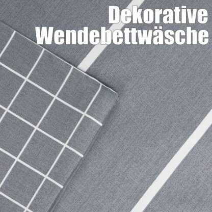Hallitriibuline puuvillane voodipesukomplekt (Tekikott 155x220cm ja 2 padjapüüri 80x80 cm) - Image 2