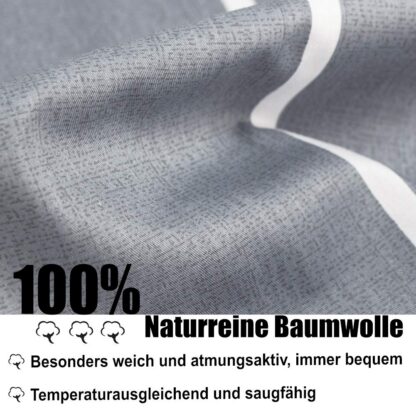 Hallitriibuline puuvillane voodipesukomplekt (Tekikott 155x220cm ja 2 padjapüüri 80x80 cm) - Image 3