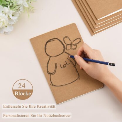 A5 märkmikud valgete lehtedega (24tk, 30 lehte) - Image 3