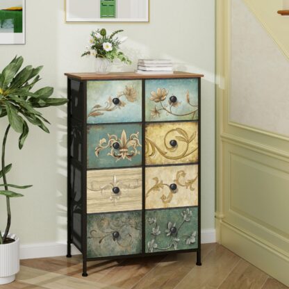 Kummut puust ja tekstiilist (8 sahtlit, 67 x 30 x 100 cm) - Image 2