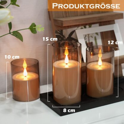 Kolm kattega LED-küünalt, puldiga (3tk, 7,5x10cm, 12,5cm, 15cm) - Image 2