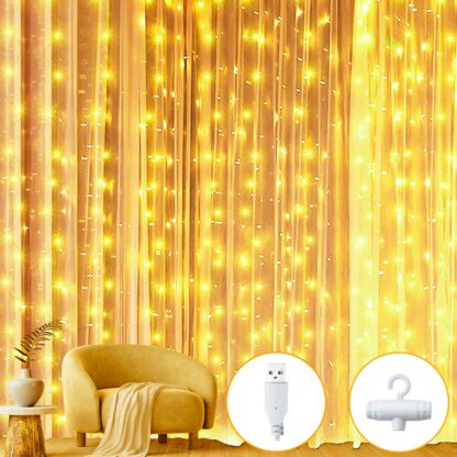 LED valguskardin, soe valgus (200x200cm, 200 LED)