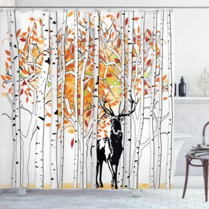 Hirve ja kaskedega duššikardin 180x200 cm