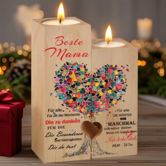 Kaks puust küünlaalust, mis moodustavad südame, küünlad ka kaasas - Emale